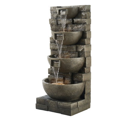 SlateWall Cascading 4-Tier Stone Fountain